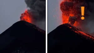 Il fête son anniversaire à 300 mètres d'une éruption volcanique