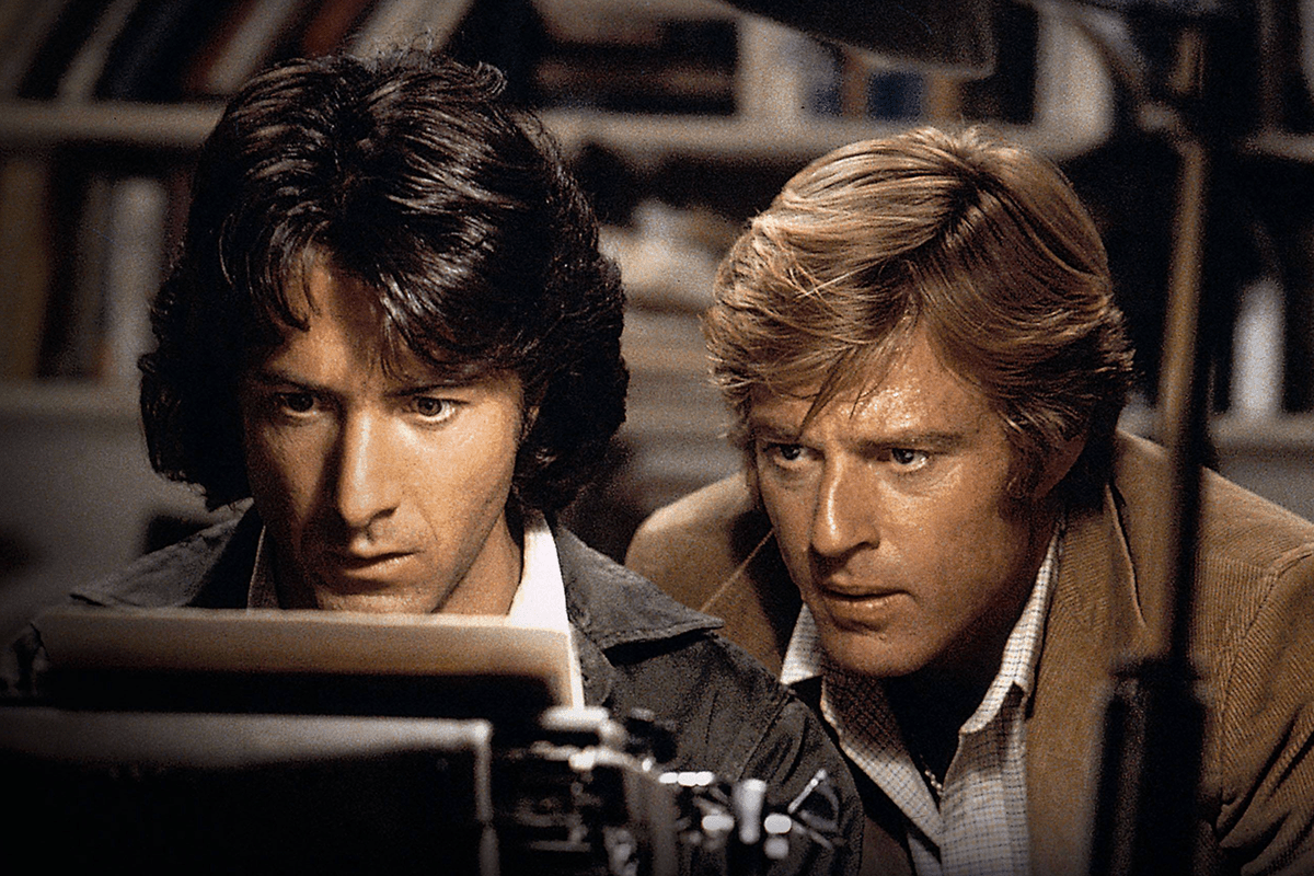 <p><strong>Released:</strong> 1976</p> <p><strong>Rated:</strong> PG</p> <p><strong>Memorable quote:</strong> "Get out your notebook, there's more. Your lives are in danger."</p> <p>The quintessential cinematic account of the Watergate scandal, <a href="https://play.hbomax.com/page/urn:hbo:page:GV-BK5QGSa8LDwwEAAACC:type:feature" rel="noopener"><em>All the President's Men</em></a> is based on the book of the same name by <em>Washington Post</em> reporters Bob Woodward (Robert Redford) and Carl Bernstein (Dustin Hoffman). The film documents the eventual downfall of President Richard Nixon, starting from the 1972 break-in at the Watergate complex, followed by Woodward and Bernstein's meticulous reporting of the corruption within the Nixon administration, which then led to Nixon's resignation. While Woodward and Bernstein are rightfully credited as the faces of the <em>Washington Post</em>'s Watergate coverage, the film ignores the tireless behind-the-scenes work of their colleagues, who helped bring this story to light.</p> <p class="listicle-page__cta-button-shop"><a class="shop-btn" href="https://play.hbomax.com/page/urn:hbo:page:GV-BK5QGSa8LDwwEAAACC:type:feature">Stream Now</a></p>