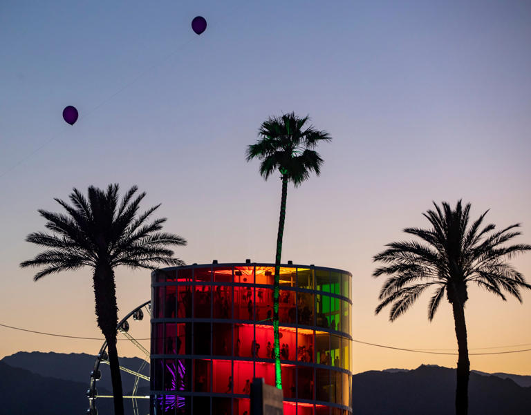 "Spectra" is seen in the distance during the Coachella Valley Music and Arts Festival at the Empire Polo Club in Indio, Calif., Friday, April 21, 2023.