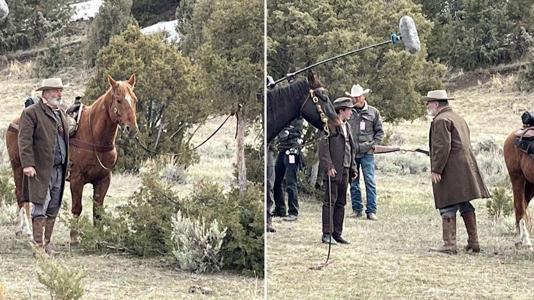Alec Baldwin spotted on "Rust" set in Montana holding a rifle by the barrel in April. Reuters