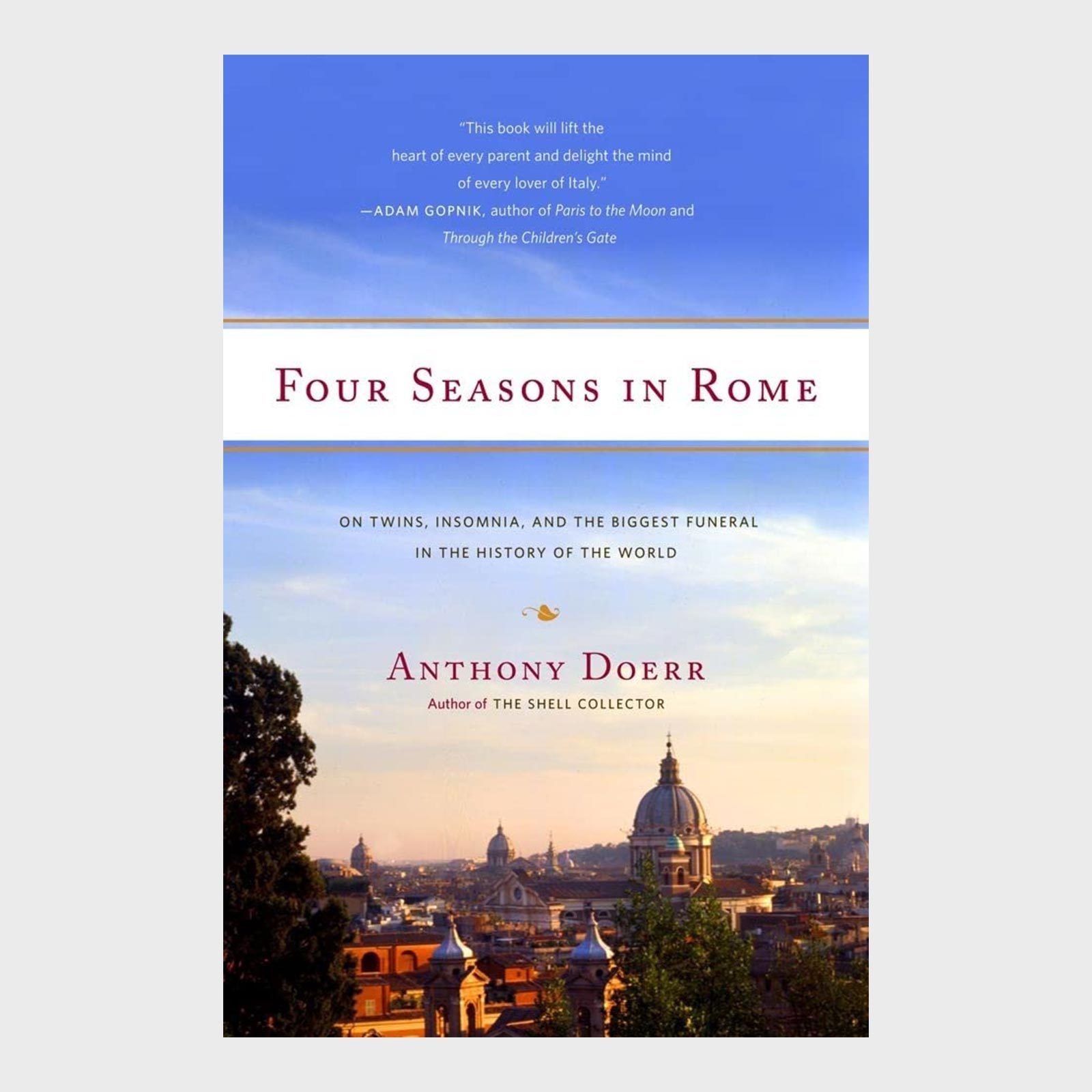 <h3><em>Four Seasons in Rome </em>by Anthony Doerr</h3> <p><strong>Setting:</strong> Rome, Italy</p> <p>Anthony Doerr's 2007 <em><a href="https://www.amazon.com/Four-Seasons-Rome-Insomnia-Biggest/dp/141657316X" rel="noopener noreferrer">Four Seasons in Rome</a></em> will whisk you away to <a href="https://www.rd.com/article/best-time-to-travel-to-italy/">Italy's</a> ancient capital in an instant. During his sojourn at a writing studio in Rome, Doerr drank deeply from Rome's culture, food and daily life. He plumbed the depths of the city's history and spent days traipsing up and down its countless alleys and streets. He visited temples and attended a vigil for Pope John Paul II. He befriended his neighborhood storekeepers and bakers. He immersed himself this way for an entire year, then wrote one of the best books all about it so you could experience it too.</p> <p class="listicle-page__cta-button-shop"><a class="shop-btn" href="https://www.amazon.com/Four-Seasons-Rome-Insomnia-Biggest/dp/141657316X">Shop Now</a></p>