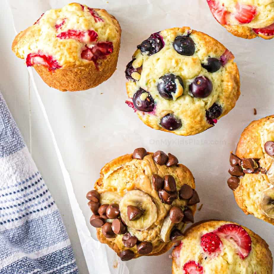 Pancake Mix Muffins (3 Flavors, 1 Pan!)