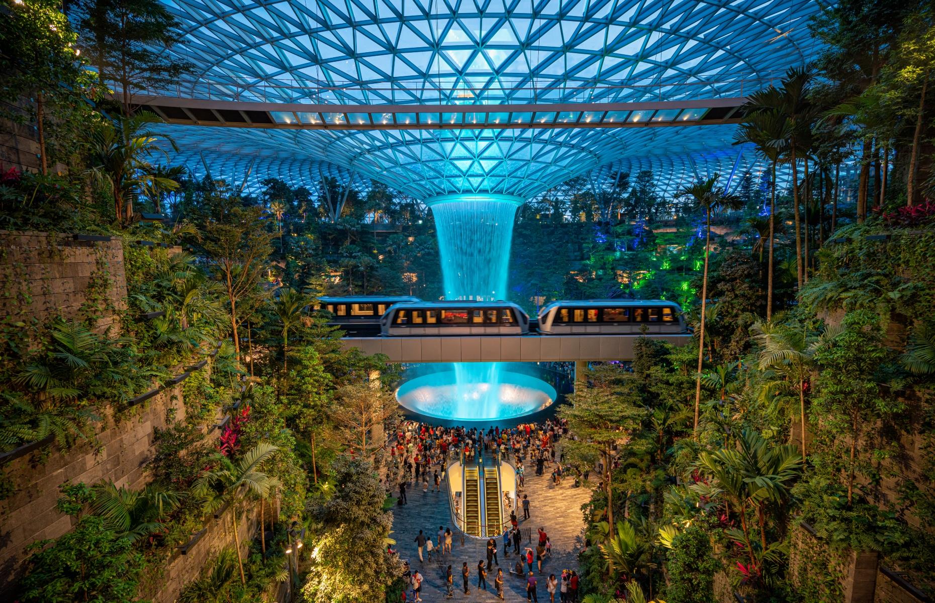 Jewel, which opened in 2019, is a complex home to a forest and the world’s tallest indoor waterfall. It has canopy mazes, foggy clouds and sky nets for clambering through the treetops. The kids will forget they’re even in an airport – it’s a destination in itself.