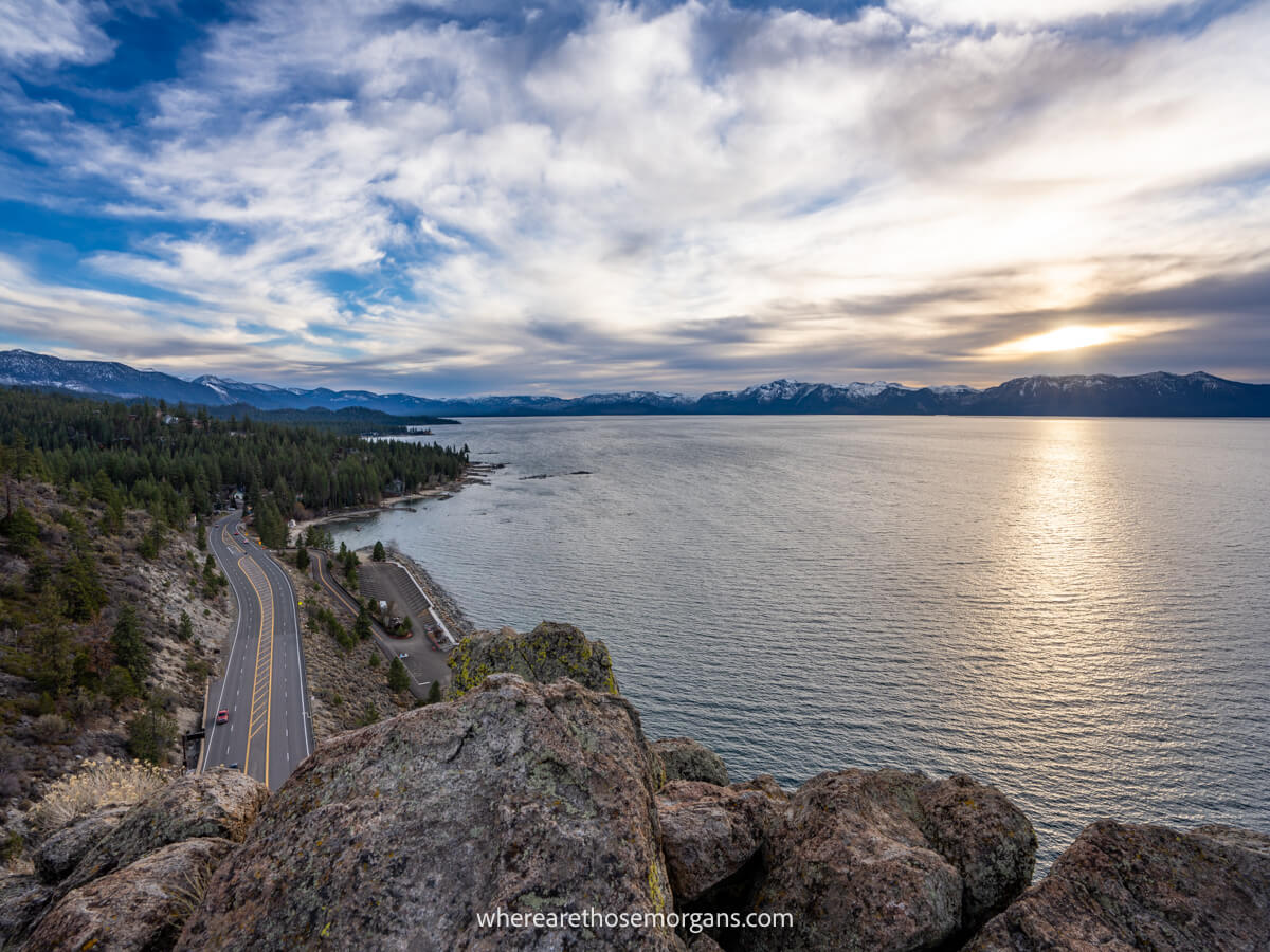 Cave Rock Lake Tahoe Parking Trail Sunset Photos   AA1bG7me.img