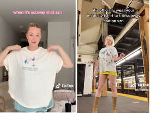 The "subway shirt" concept seems to have first appeared on TikTok in 2022. Screenshots from TikTok