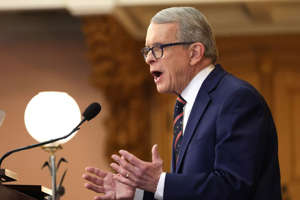 Ohio Governor Mike DeWine addresses the legislature and guests during his 2023 State of the State address in the Ohio Statehouse in Columbus on Tuesday, January 31, 2023.  David Petkiewicz, cleveland.com