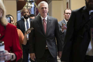 House Speaker Kevin McCarthy walks to the House chamber at the U.S. Capitol May 25, 2023.