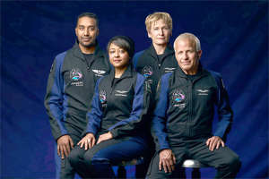 The Ax-2 crew (left to right): Saudi astronauts Ali Alqarni and Rayyanah Barnawi, mission commander Peggy Whitson and co-pilot John Shoffner. / Credit: Axiom Space