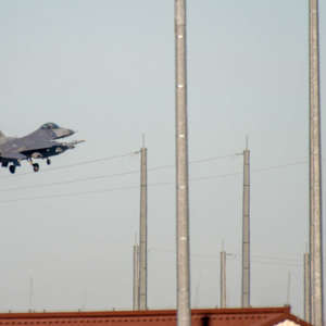 Fighter plane lands on military airfield
