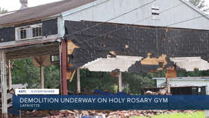 Demolition underway on Holy Rosary Gym