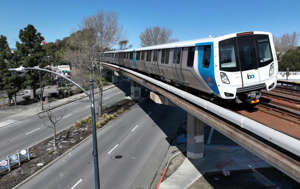A Bay Area Rapid Transit (BART) train approaches the El Cerrito Plaza station on March 15, 2023 in El Cerrito, California. Justin Sullivan / Getty Images