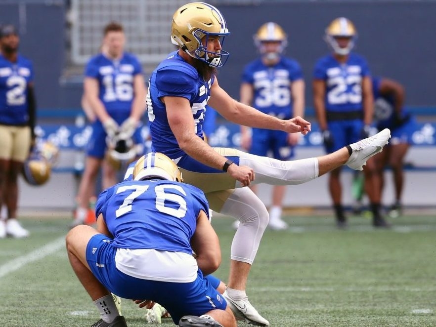 blue bombers will give place-kicker chandler staton his shot in pre-season game saturday