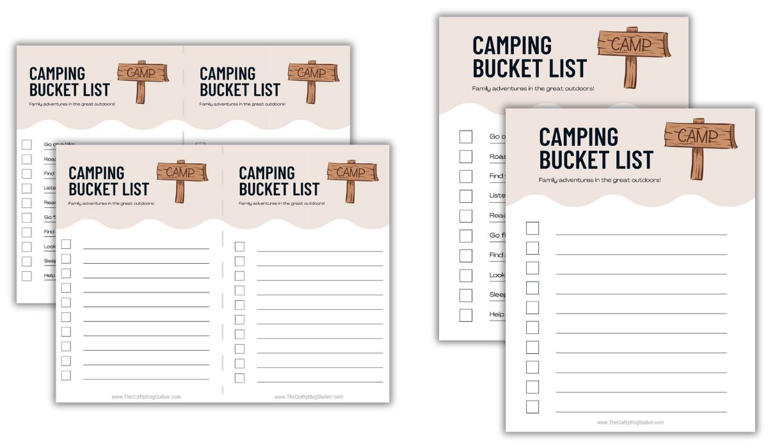 Free Camping Bucket List Printable for Summer