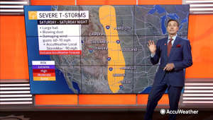 AccuWeather forecasters say rounds of severe weather will target the Great Plains throughout the day on Sunday. Storm threats include large hail, blowing dust and damaging wind gusts.