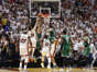 Boston Celtics guard Derrick White (C) scored 11 points, including a buzzer-beating, game-winning layup, against the Miami Heat in Game 6 of the Eastern Conference finals Saturday in Miami. Photo by Rhona Wise/EPA-EFE