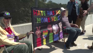 Community gathers at Vineyard Overpass for a rally against hate