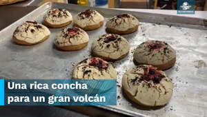 Iván Herrera, repostero en el estado de Puebla, creó unas conchas rellenas de mermelada, la cual asemeja al volcán Popocatépetl en erupción