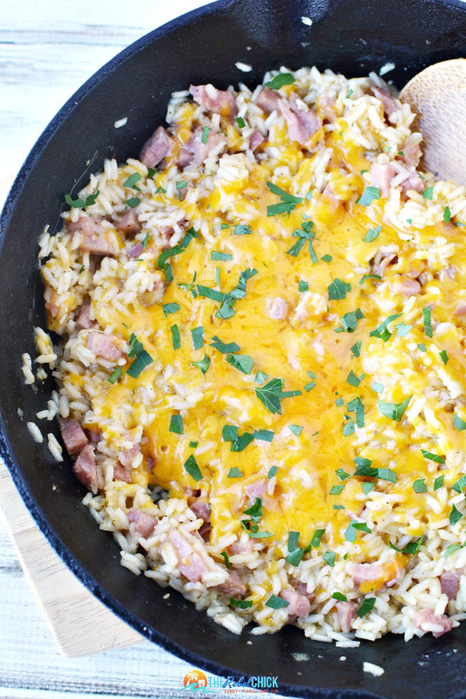 Ham Cheese and Rice Skillet