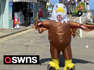 A seaside chippy worker scares off seagulls in an eagle outfit - so customers can eat their food in peace.Plucky Corey Grieveson, 18, can pocket £200 a day prowling Whitby harbour - known for gulls nicking chips from people's trays.And although he can earn a pretty penny from tips, he said the crafty gulls have taken “revenge” on him by pooing on his spotlessly clean car each day.The teen started work in the beautiful North Yorkshire town last summer when chip shop owner Alex Boyd, 31, decided he needed to employ a “live seagull deterrent”.Corey, who likes to joke he only speaks “eagle-ish”, says tourists are delighted with the job he does and often ask to take pictures with him in his colourful outfit.He said: “People absolutely love it. They approach me asking for pictures and whatnot. I feel like a bit of a celebrity.“I just charge at the seagulls when I see them. I also have to look out for them going near people, and when they do, I run at them and get them away.“I’ve had gulls hit me on the side of the face with their wing before, then they’ll get down, take your food. They’ll do it so quickly that you just don’t expect it at all.“It’s quite frightening, especially for the older generation, if they’re walking along having some chips.“And at the moment, they won’t leave my car alone. I clean it every day, and when I come back, it’s covered in seagull poop. I think they are trying to get their revenge.”Corey, who grew up in Whitby, said he starts work 6am on his patrols along the famous holiday destination’s harbourfront during the summer months.He was attracted to the job, where he earns a standard rate of £15 an hour, after developing a fascination with birdwatching with his grandfather.But he said grateful holidaymakers who he's saved from seagull attacks in the past have been more than happy to reward him for his unique service.He said: “I once made £72 in tips in one day. It was a wedding party, and there were seagulls all over trying to get to them. It was a couple of months ago.“And I went over, did my job, and they said: ‘This is for doing that and looking after us!’ There were maybe about 50 people. “I’ve always liked birds – big birds in particular. I just wanted to do something that was going to stand out and make me known.”Alex Boyd, co-owner of Mister Chips, whose fans include The Grand Tour’s James May, said he employed Corey near his takeaway shop by Whitby’s West Pier.And he said since the teen has come on board, punters have been overjoyed with his valiant work.He said: “We’ve been down on the pier for a number of years, and there has been a massive problem with seagulls. “It’s just got worse and worse and worse. I tried putting out big fake eagles on sticks, but they just get wise to it. They knew it wasn’t a real bird. They’re really clever.“So I spoke to Corey, and I said 'Would you fancy working in the shop through the winter, and in the summer, being a full-time seagull scarer?'“