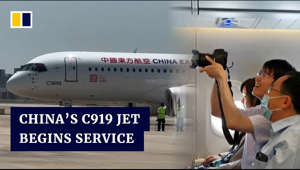 Subscribe to our YouTube channel for free here: 
https://sc.mp/subscribe-youtube

For the full story: https://sc.mp/45v0

China’s first domestically developed C919 narrow-body jet completed its first commercial flight on May 28, 2023. The two-hour flight, carrying more than 130 passengers, headed from Shanghai’s Hongqiao airport to Beijing Capital Airport. The maiden flight marks a milestone in the country’s bid to challenge the Boeing-Airbus duopoly in aircraft production.

Support us:
https://subscribe.scmp.com

Follow us on:
Website:  https://www.scmp.com
Facebook:  https://facebook.com/scmp
Twitter:  https://twitter.com/scmpnews
Instagram:  https://instagram.com/scmpnews
Linkedin:  https://www.linkedin.com/company/south-china-morning-post/

#scmp #Economy #Chinatechnology