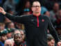Head coach Nick Nurse of the Toronto Raptors looks on in the first quarter during their game against the Charlotte Hornets at Spectrum Center on April 02, 2023 in Charlotte, North Carolina. Jacob Kupferman/Getty Images