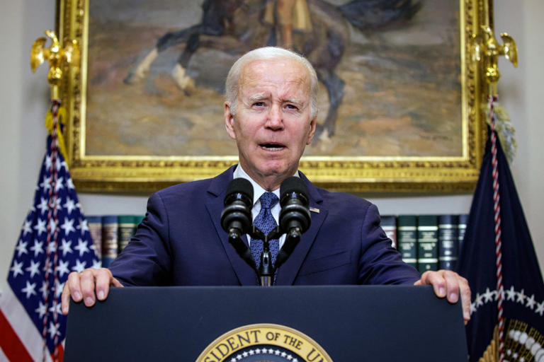 Joe Biden, le 28 mai 2023, prend la parole à la Maison Blanche, à Washington
