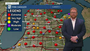 Fire danger increases over a hot and dry Michigan