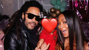 Lenny Kravitz with Naomi Campbell and her daughter