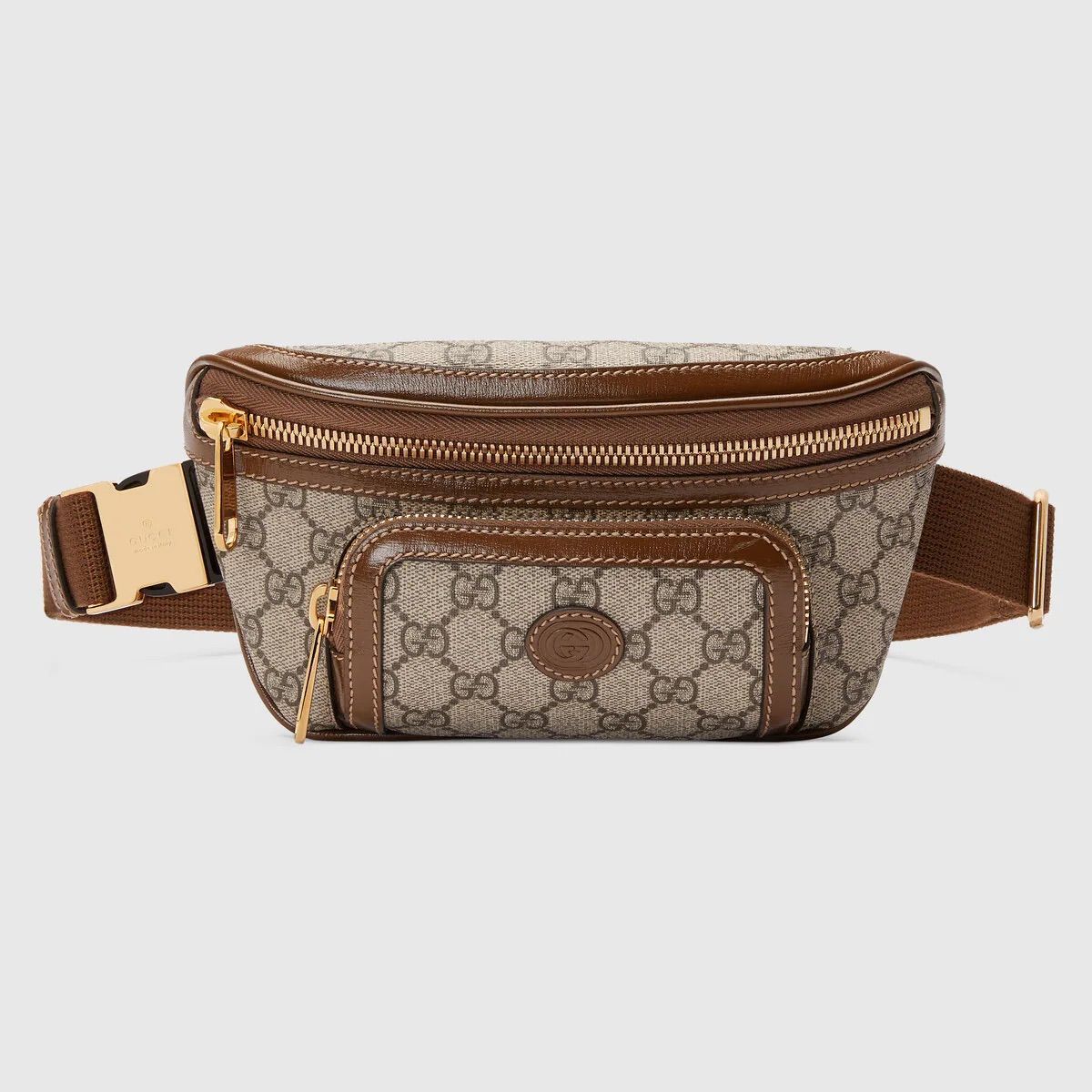 <p><strong>$1190.00</strong></p><p>Quintessential fanny pack designs include sizable compartments and adjustable waist belts that allow the retro accessory to sit comfortably above your hips. Gucci's bag is the epitome of a tried-and-true classic design. Instantly recognizable by the double-<em>G</em> print and heritage details, its buckle belt can be worn at the hip or across the chest. When it comes to styling, keep the rest to a minimum and let the splashy style speak for itself.</p><p><strong>Size:</strong> 9 "W x 4.7 "H x 1 "D</p><p><strong>Material: </strong>Canvas, Leather </p><p><strong>Colors:</strong> Beige/Ebony GG Supreme Canvas, Black GG Supreme Canvas, Beige/White GG Supreme Canvas</p>