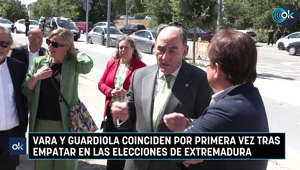Vara y Guardiola coinciden por primera vez tras empatar en las elecciones de Extremadura