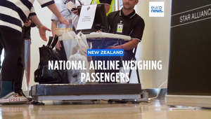 New Zealand's national airline is asking passengers to step on the scales before they board international flights as part of a month-long survey of the weight and balance of its planes before takeoff.
