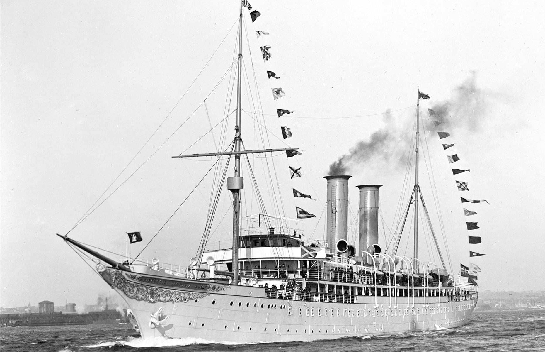 By the 1900s, passenger cruise services were nothing new. But the Prinzessin Victoria Luise (pictured) – a glamorous ship pioneered by the Hamburg America Line – is generally touted as the first purpose-built cruise ship. Launched in the summer of 1900, she was a grand ship with an ornately decorated bow and lavish interiors complete with luxurious first-class cabins. She came out of service in 1906 when she ran aground.