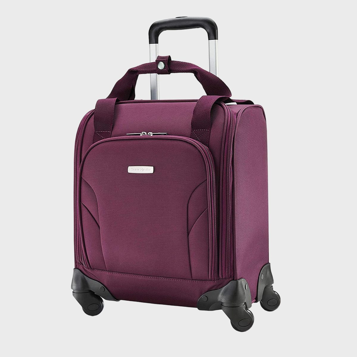 <h3>Samsonite Underseat Carry-On Spinner</h3> <p>As its name suggests, this <a href="https://www.amazon.com/Samsonite-Underseat-Spinner-Port-Purple/dp/B07H8SWKPC/" rel="noopener">soft-sided luggage from Samsonite</a> easily slides under your <a href="https://www.rd.com/list/best-airplane-seats/" rel="noopener noreferrer">airplane seat</a>. Its best feature, however, is the built-in USB port, which allows for seamless on-the-go charging. The exterior pockets—located on the front and side—are perfect for storing smaller items (i.e., your wallet, ID, credit cards and keys). Meanwhile, the main compartment boasts a padded compartment for your laptop or other tech devices.</p> <p>There are nearly 4,000 five-star Amazon reviews that rave about this<a href="https://www.rd.com/list/underseat-luggage/"> underseat luggage</a>. "I was skeptical that this rolling carry-on would actually fit under the seat in front of me in first class and was much pleased that it did even when three-quarters full," writes verified purchaser <a href="https://www.amazon.com/gp/customer-reviews/R3UHSMNCHFS9I5/" rel="noopener">David P. Cole</a>. "The key is to place it with rollers pointing toward you."</p> <p><strong>Pros</strong></p> <ul> <li>Compact size easily fits under the airplane seat</li> <li>Built-in USB port</li> <li>360-degree spinner wheels</li> <li>Ergonomic push-button locking handle</li> <li>Smart sleeve on back fits over most luggage pieces</li> </ul> <p><strong>Cons</strong></p> <ul> <li>Not as big as traditional carry-on bags</li> </ul> <p class="listicle-page__cta-button-shop"><a class="shop-btn" href="https://www.amazon.com/Samsonite-Underseat-Spinner-Port-Purple/dp/B07H8SWKPC/">Shop Now</a></p>  <h2>How we found the best carry-on luggage</h2> <p><span><span>As shopping experts, our</span> <span>only</span><span> job</span><span> is to help you find a winning product. We start with the</span> <span>research and reporting </span><span>basics—what products are made </span><span>of,</span><span> what they look like and how much they cost—to ensure that </span><span>we’re</span><span> only recommending the buys that are worth your time</span> <span>and money</span><span>.</span><span> Then, we research the features that speak to the product’s quality, taking advice from industry insiders and subject matter experts on what makes a product a </span><span>smart</span> <span>value (or worthy of a splurge). Finally, we do the work of combing through user reviews to see how real people interact with the product, and if it stands up to the test.</span> </span> </p> <h2>FAQ</h2> <h3>What kind of carry-on luggage is best?</h3> <p>When it comes to the best carry-on luggage, the options are plentiful. Consumers can choose from <a href="https://www.rd.com/list/hard-shell-luggage/">hard shell luggage</a>, <a href="https://www.rd.com/list/best-soft-sided-luggage/">soft-sided suitcases</a>, underseat bags (which—you guessed it—are small enough to fit under the airplane seat), duffel bags (some with wheels, some handheld) and <a href="https://www.rd.com/list/best-travel-backpack/">travel backpacks</a> (which offer hands-free convenience). Ultimately, the choice is yours—though you should consider if you're <a href="https://www.rd.com/list/what-to-pack-for-a-cruise/">packing for a cruise</a>, long trip or short excursion.</p> <h3>What is a good carry-on luggage size?</h3> <p>Before choosing the best luggage carry-on size for you, there are a few things to consider. For example, if you're an over-packer (no judgment!) or have a longer trip coming up on the horizon, you may opt for an expandable bag. However, if you tend to pack fewer belongings—or have a shorter trip planned—then an underseat bag or duffle may work best. Also, keep in mind that each airline has different <a href="https://www.rd.com/article/size-of-carry-on-luggage/">carry-on size restrictions</a>.</p> <p><strong>Stop hunting for the best products and deals—get our expert scoop on secret sales and discounts, gift ideas for everyone and can’t-miss products. Sign up for the </strong><a href="https://www.rd.com/newsletter/?" rel="noopener"><strong>Stuff We Love newsletter</strong></a><strong>.</strong></p>