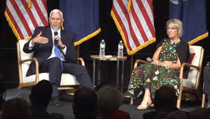 Former Vice President Mike Pence and Betsy DeVos speaking in Grand Rapids