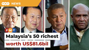 Robert Kuok holds on to his long-standing No 1 spot with a fortune of US$11.8 billion.Read More: https://www.freemalaysiatoday.com/category/highlight/2023/06/01/wealth-of-malaysias-50-richest-tycoons-up-to-us80-5bil/Free Malaysia Today is an independent, bi-lingual news portal with a focus on Malaysian current affairs. Subscribe to our channel - http://bit.ly/2Qo08ry ------------------------------------------------------------------------------------------------------------------------------------------------------Check us out at https://www.freemalaysiatoday.comFollow FMT on Facebook: http://bit.ly/2Rn6xEVFollow FMT on Dailymotion: https://bit.ly/2WGITHMFollow FMT on Twitter: http://bit.ly/2OCwH8a Follow FMT on Instagram: https://bit.ly/2OKJbc6Follow FMT on TikTok : https://bit.ly/3cpbWKKFollow FMT Telegram - https://bit.ly/2VUfOrvFollow FMT LinkedIn - https://bit.ly/3B1e8lNFollow FMT Lifestyle on Instagram: https://bit.ly/39dBDbe------------------------------------------------------------------------------------------------------------------------------------------------------Download FMT News App:Google Play – http://bit.ly/2YSuV46App Store – https://apple.co/2HNH7gZHuawei AppGallery - https://bit.ly/2D2OpNP#FMTNews #Forbes #RoberKuok #QuekLengChan #KoonPohKeong #AnandaKrishnan