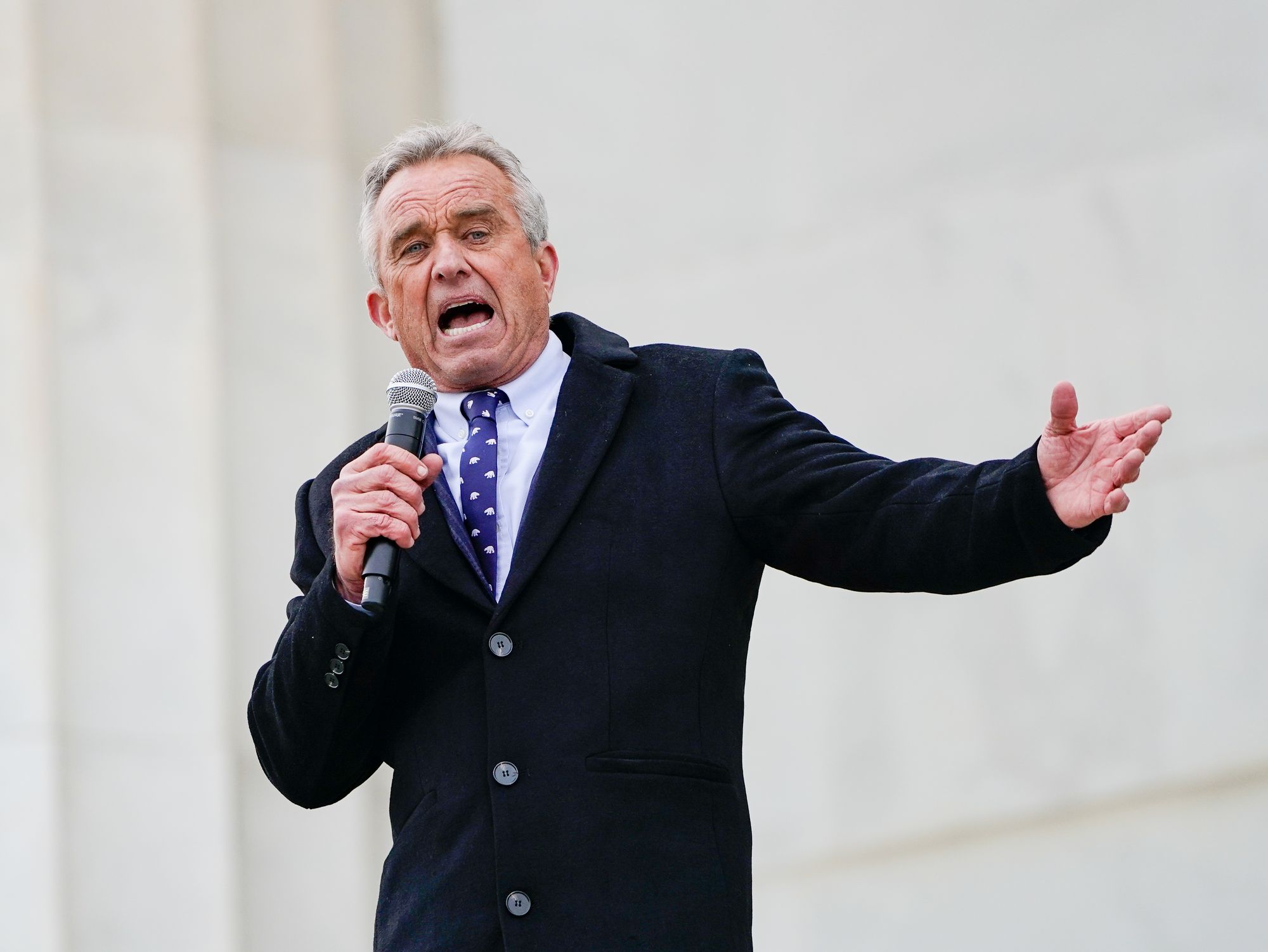 Robert F. Kennedy Jr. speaks at a rally protesting vaccine mandates on the National Mall in Washington in 2022. File Photo by Jemal Countess/UPI