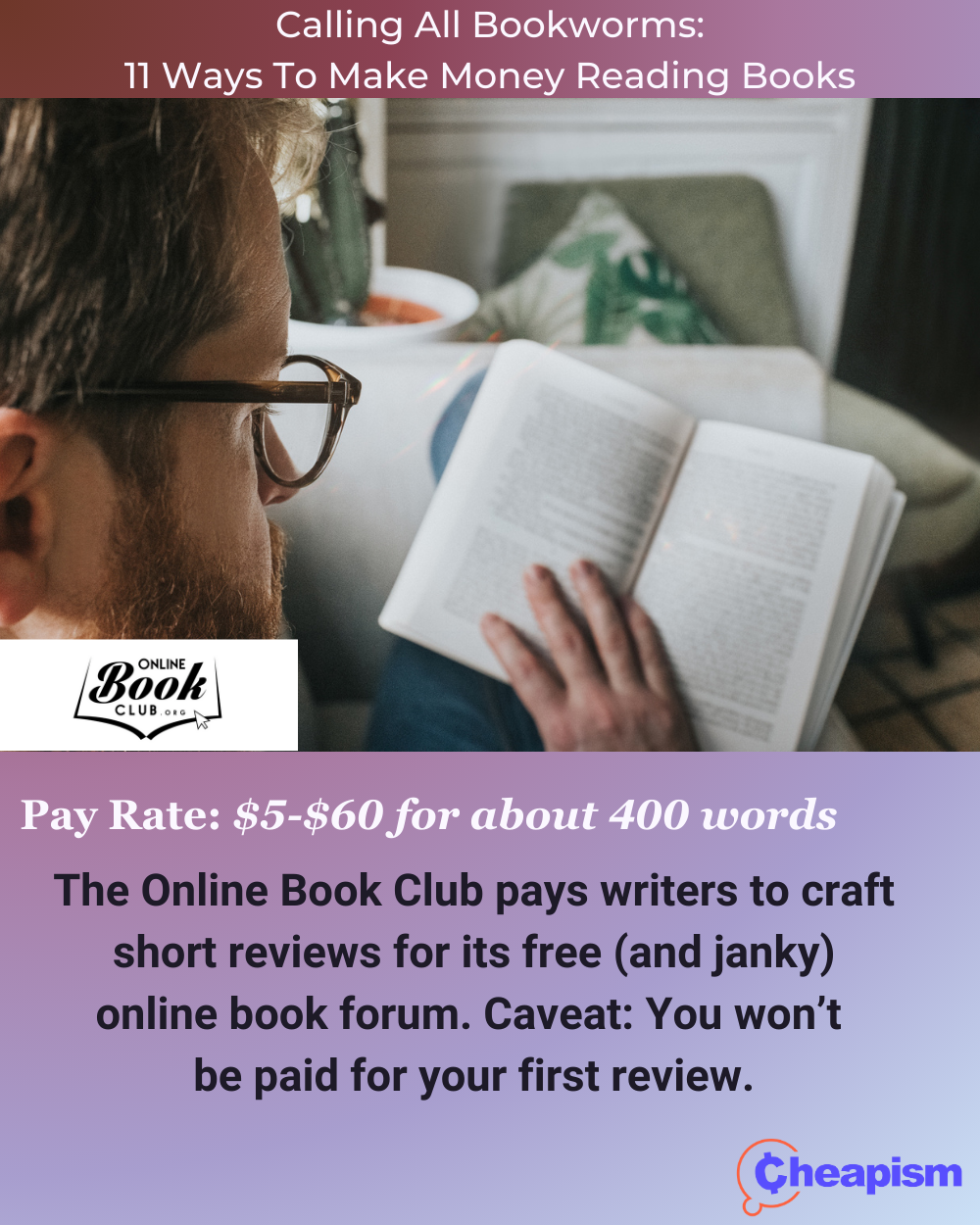 Although Online Book Club’s website looks like it hasn’t been updated since the early 2000s, others insist that it’s a real reviews site. According to writers who’ve worked for the site, you get to choose which books you critique from a list. While some reviews pay more than others, the highest-paying gigs are reserved for writers with high “reviewer scores.” But, in the own website’s words, “you won't be able to leave your day job” with the money you earn. You can <a href="https://onlinebookclub.org/free-books-for-reviews.php">sign up to be a critic here</a>.
