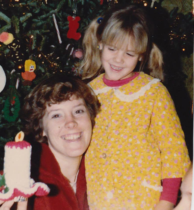 Bonnie Jean Feldkamp with her mom also named Bonnie Jean Feldkamp, Christmas 1982. Bonnie Jean (mom) died in a car accident in February 1983.