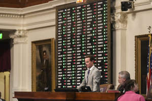 Rep. Dade Phelan (R-Beaumont) takes the final vote for Senate Bill 14 in the Texas House of Representatives on Friday.
