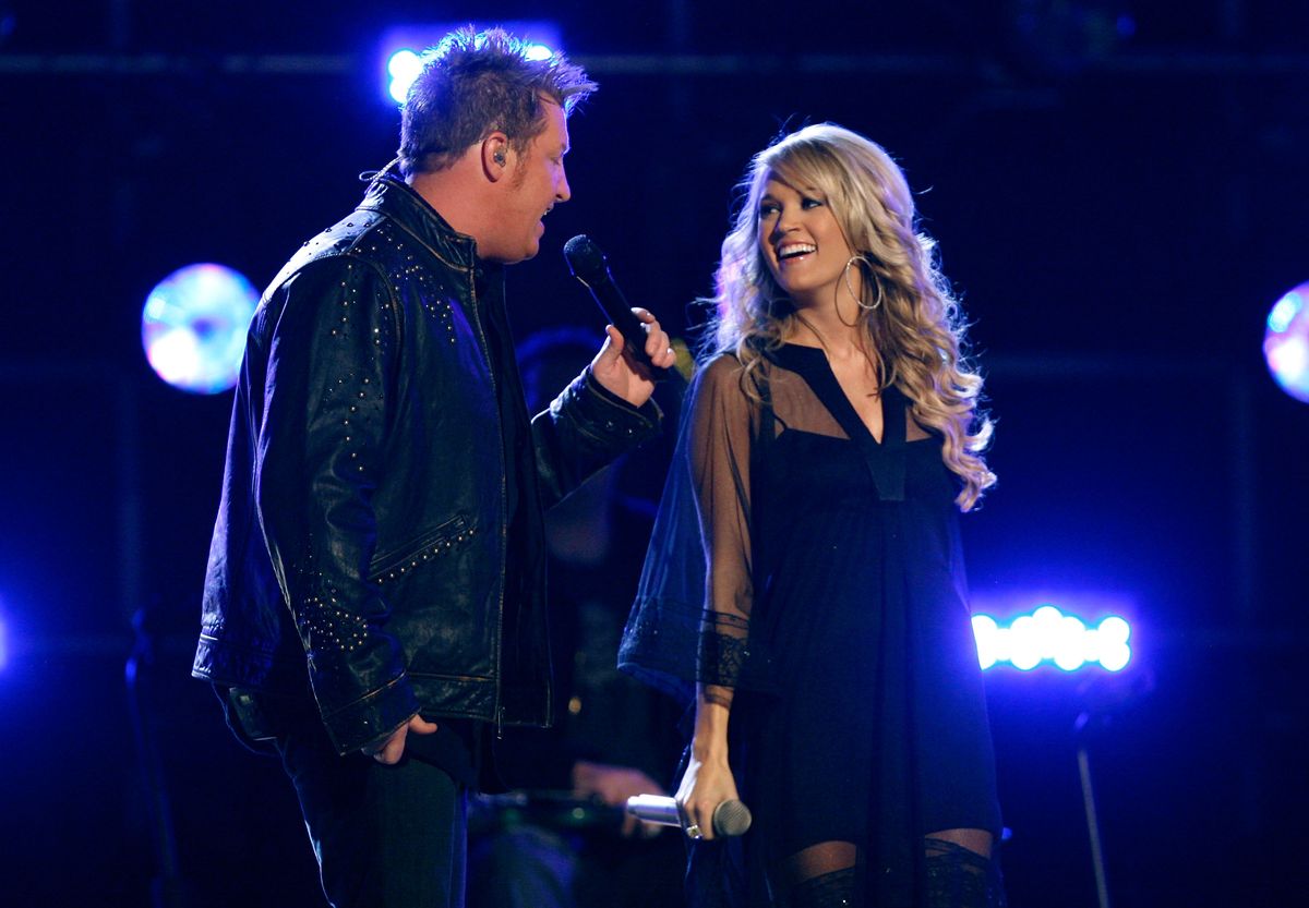 <p>For the 49th Annual Grammy Awards, Underwood dueted with Gary LeVox, the lead singer of the Rascal Flatts. </p>