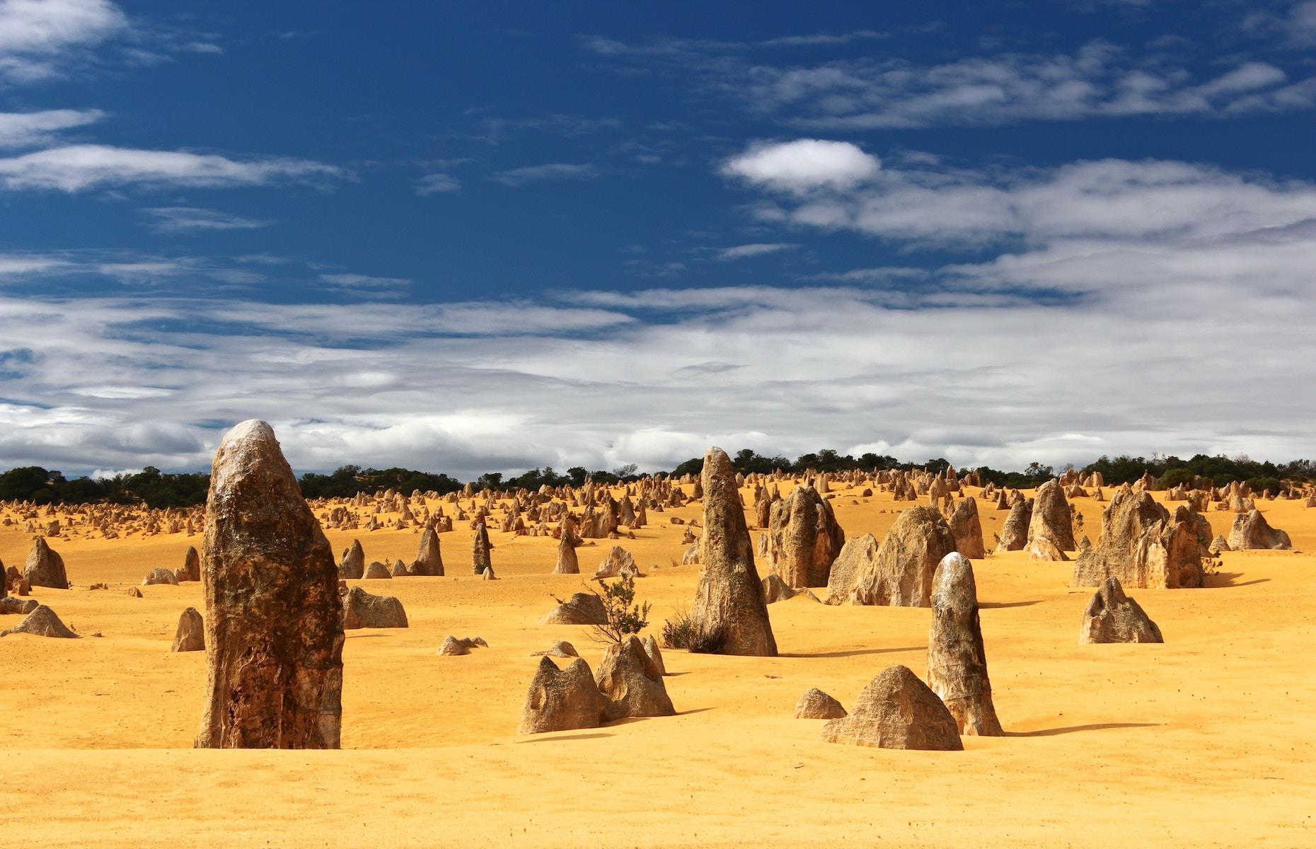 These surreal lunar-like limestone formations, known as the Pinnacles in Nambung National Park, are even more mesmerizing in the flesh. Reaching up to 5m (16ft) high, thousands of individual formations are dotted among the desert sands as far as the eye can see. While they are entirely natural, they look as if they were sculpted by hand. It’s not surprising that when they were first discovered by Europeans it was thought they belonged to a lost city.