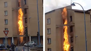 Géiser de llamas brota de tubería de gas, residentes evacuados