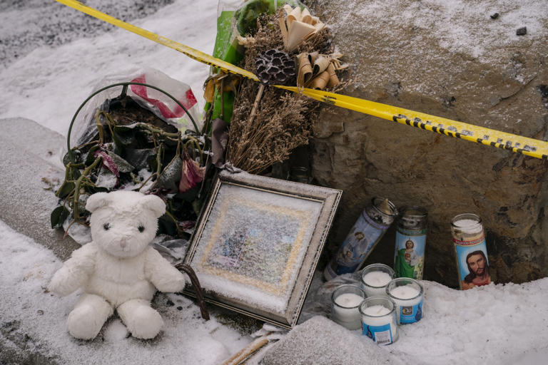 The city of Moscow, which was left reeling by the brutal murders, is also grappling with the financial costs of the investigation. Pictured: A makeshift memorial sprung up at the crime scene and is seen here on January 3, in Moscow, Idaho.