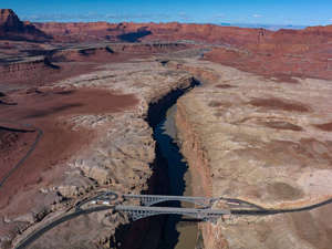 Navajo Bridge over Colorado River at Lees Landing in Vermillion National Monument, Page, Ariz.