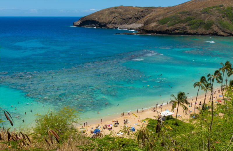 <p>Home to some of <a href="https://www.outdoorrevival.com/adventure/wild-horses-hawaii.html" rel="noopener">Hawaii</a>'s best snorkeling opportunities, Hanauma Bay, on the southeastern side of <a href="https://www.outdoorrevival.com/travel/48-hours-oahu.html" rel="noopener">Oahu</a>, has become overrun with tourists in recent years. There are a number of reasons for this, including its clear water, the abundance of <a href="https://www.outdoorrevival.com/travel/best-places-world-swim-sea-turtles.html" rel="noopener">sea turtles</a> and fish, and the fact it's a mere 30-minute drive from one of the Hawaiian Islands' most popular cities: Honolulu.</p> <p>Prior to 2020, an <a href="https://en.wikipedia.org/wiki/Hanauma_Bay#" rel="noopener">estimated one million tourists</a> visited Hanauma Bay each year, which, while good for the area's economy, has wreaked havoc on the local ecosystem. This is due to sunscreen, which contains chemicals that cause harm to the coral reefs that make up the area's underwater habitat.</p> <p><strong>More from us:</strong> <a href="https://www.outdoorrevival.com/instant-articles/lesser-known-national-parks.html" rel="noopener">7 Lesser Known National Parks And Why They're Worth A Trip</a></p> <p>In an attempt to show visitors how detrimental their activities can be to the bay and its ecosystem, everyone must watch a nine-minute video about its history, wildlife and what they can do to minimize their environmental footprint.</p>