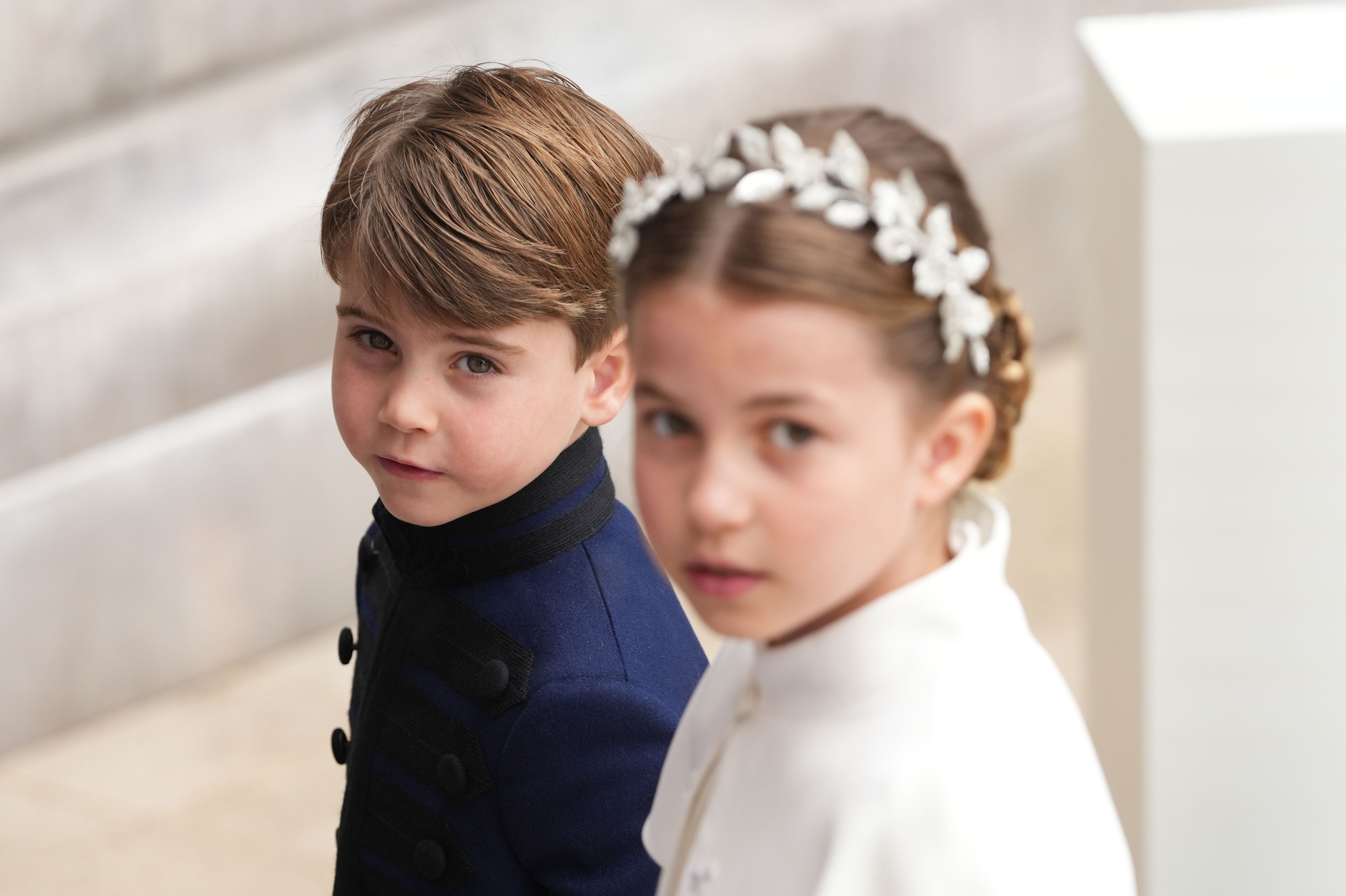 <p><span>Prince Louis and Princess Charlotte looked angelic as they arrived at Westminster Abbey in London for </span><a href="https://www.wonderwall.com/celebrity/the-coronation-of-king-charles-iii-and-queen-camilla-the-best-pictures-of-all-the-royals-at-this-historic-event-735015.gallery">the coronation</a><span> of King Charles III and Queen Camilla on May 6, 2023.</span></p>