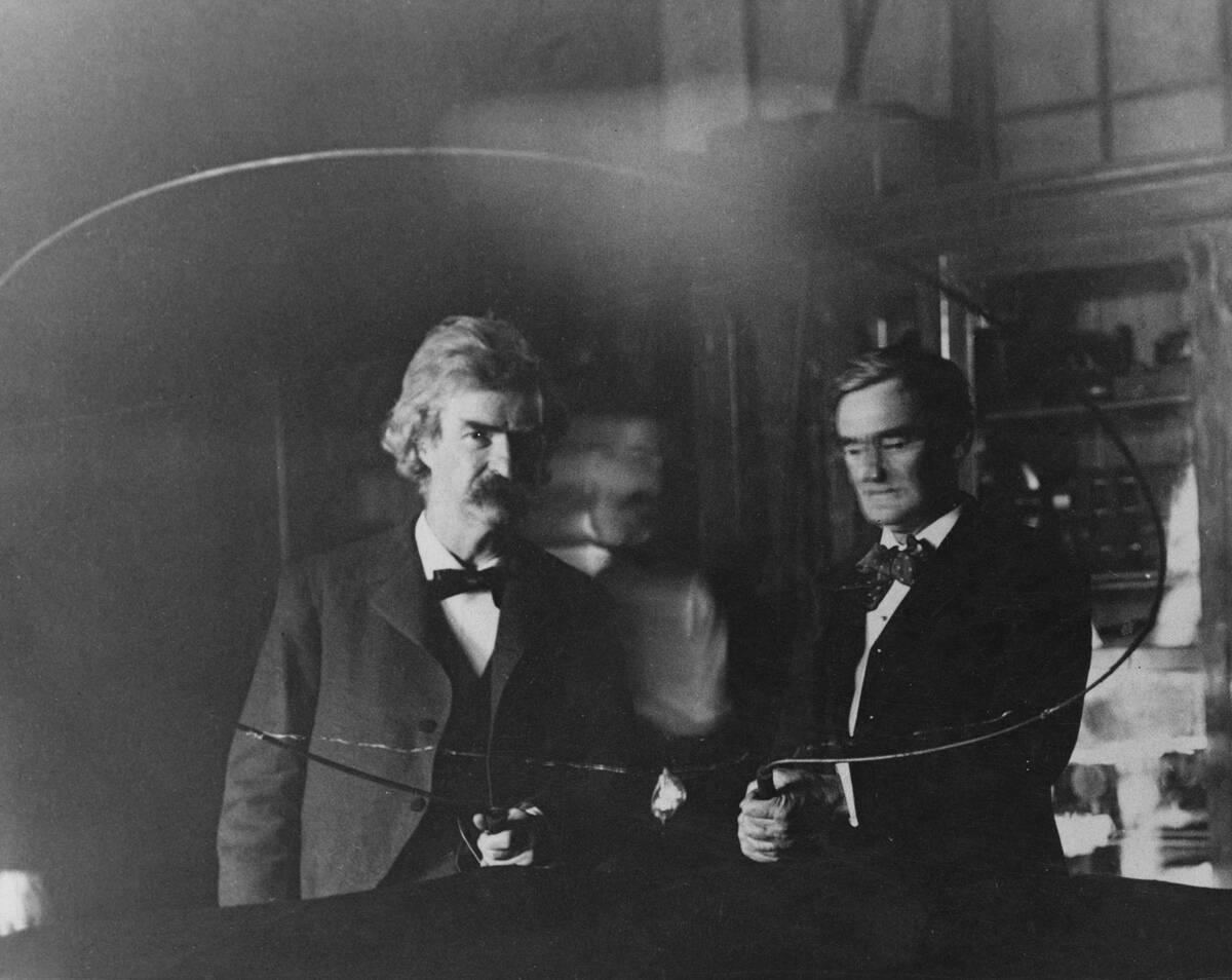 <p>In the 1890s, Nikola Tesla met up with Twain in New York. Even though Twain lived in Europe at the time, he frequently visited New York. After Tesla told Twain about his lifelong illness, and how Twain's books helped him in recovery, Twain was moved to tears.</p> <p>Since then, Twain often visited Tesla in his lab. Tesla experimented with electricity, which fascinated Twain. Reportedly, Tesla even shot an x-ray gun at Twain's head at one point. The two remained friends until Twain's death in 1910.</p>