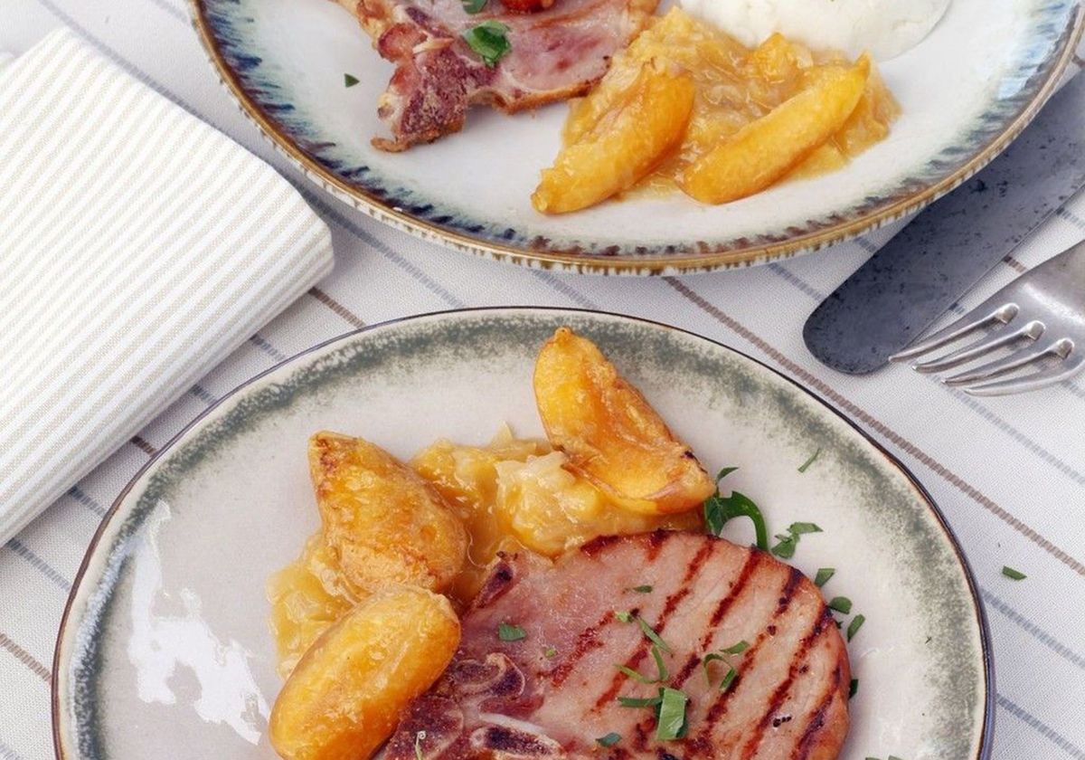 Chuletas de sajonia con albaricoques