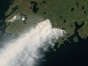 Smoke from a fire in Nova Scotia drifts southward on May 29, 2023.