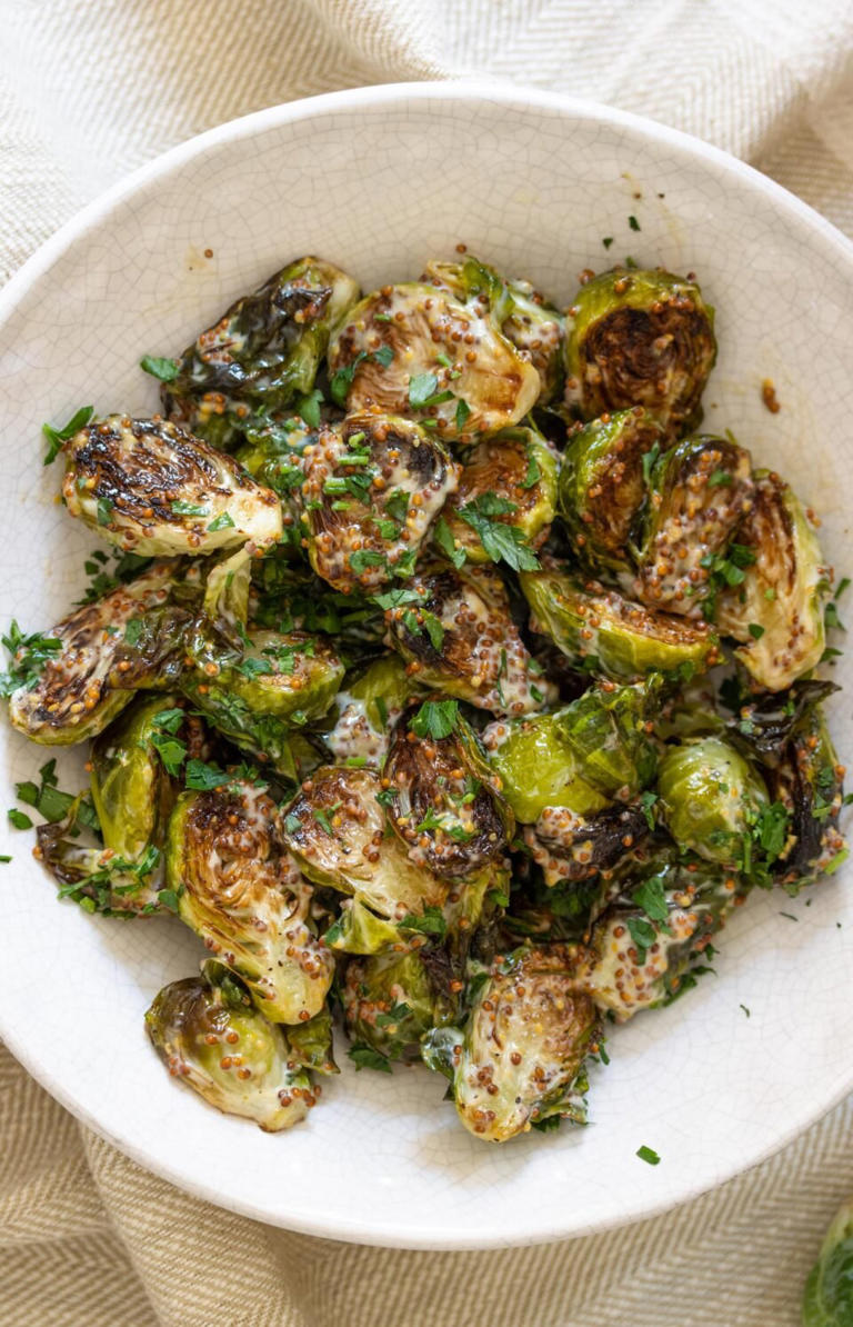 Oven Roasted Brussels Sprouts With Mustard
